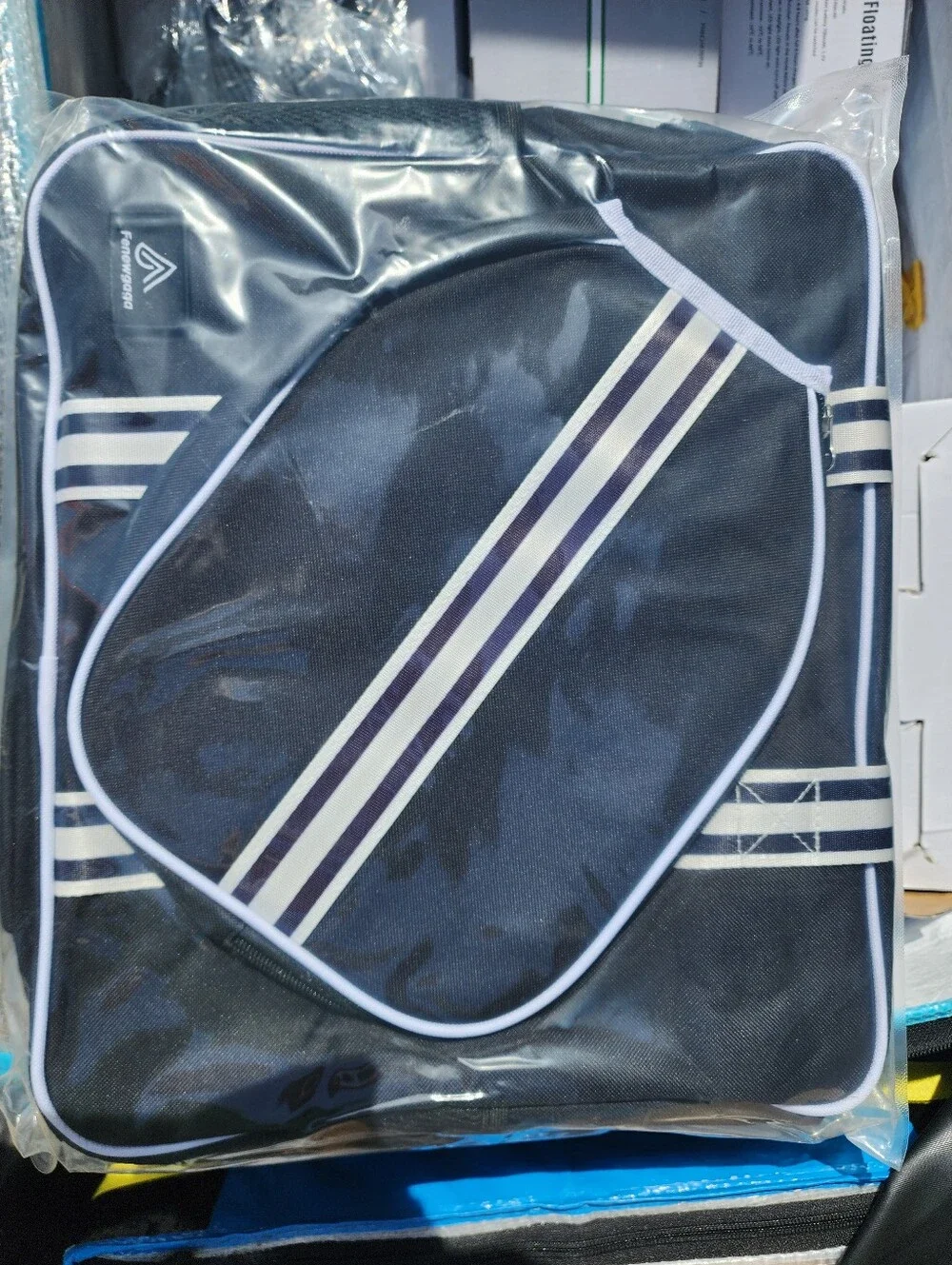 Pickleball Carry Bag with Paddle Pocket - Black with White Stripes
